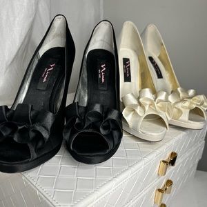 Bundle of Nina Satin heels with Ruffled bow. Sz 6.5M
